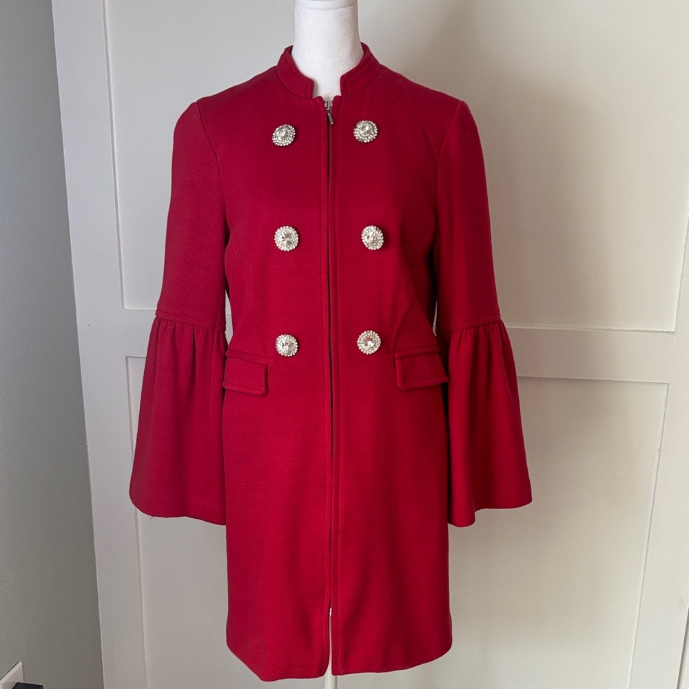 INC International Concepts Red Cape Coat with Button Accents size small